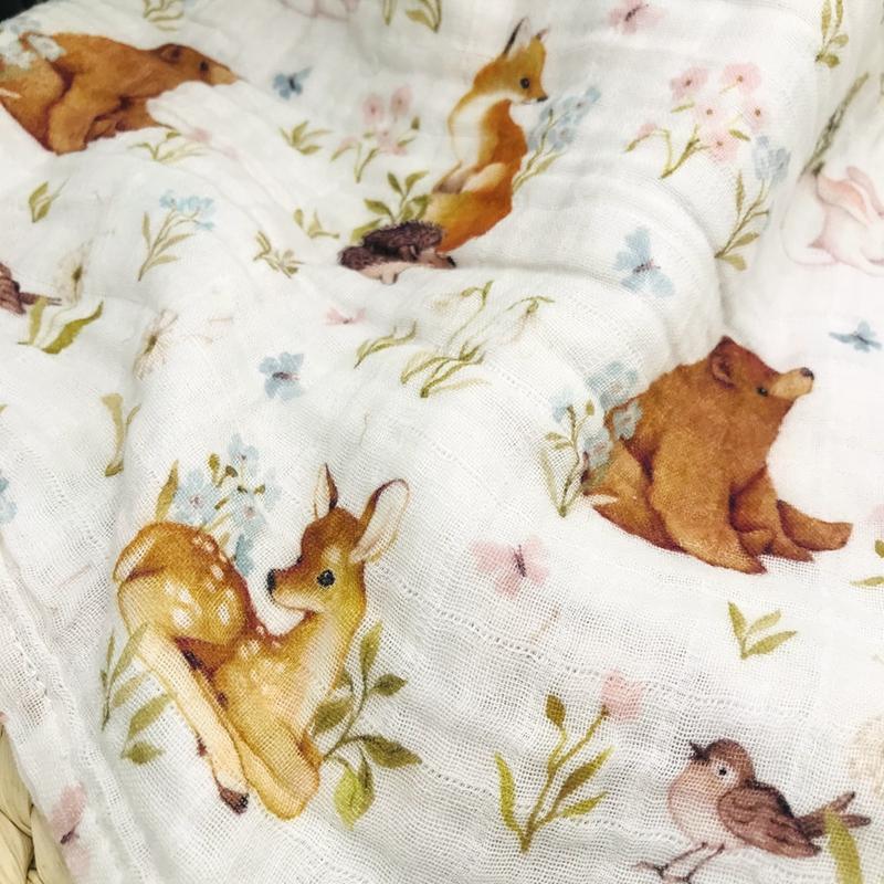 In Kỹ Thuật Số Tre & Cotton Muslin Chăn Cho Bé Khăn Tắm Bé Sơ Sinh Đầm Bọc Nhận Chăn Cho Bé