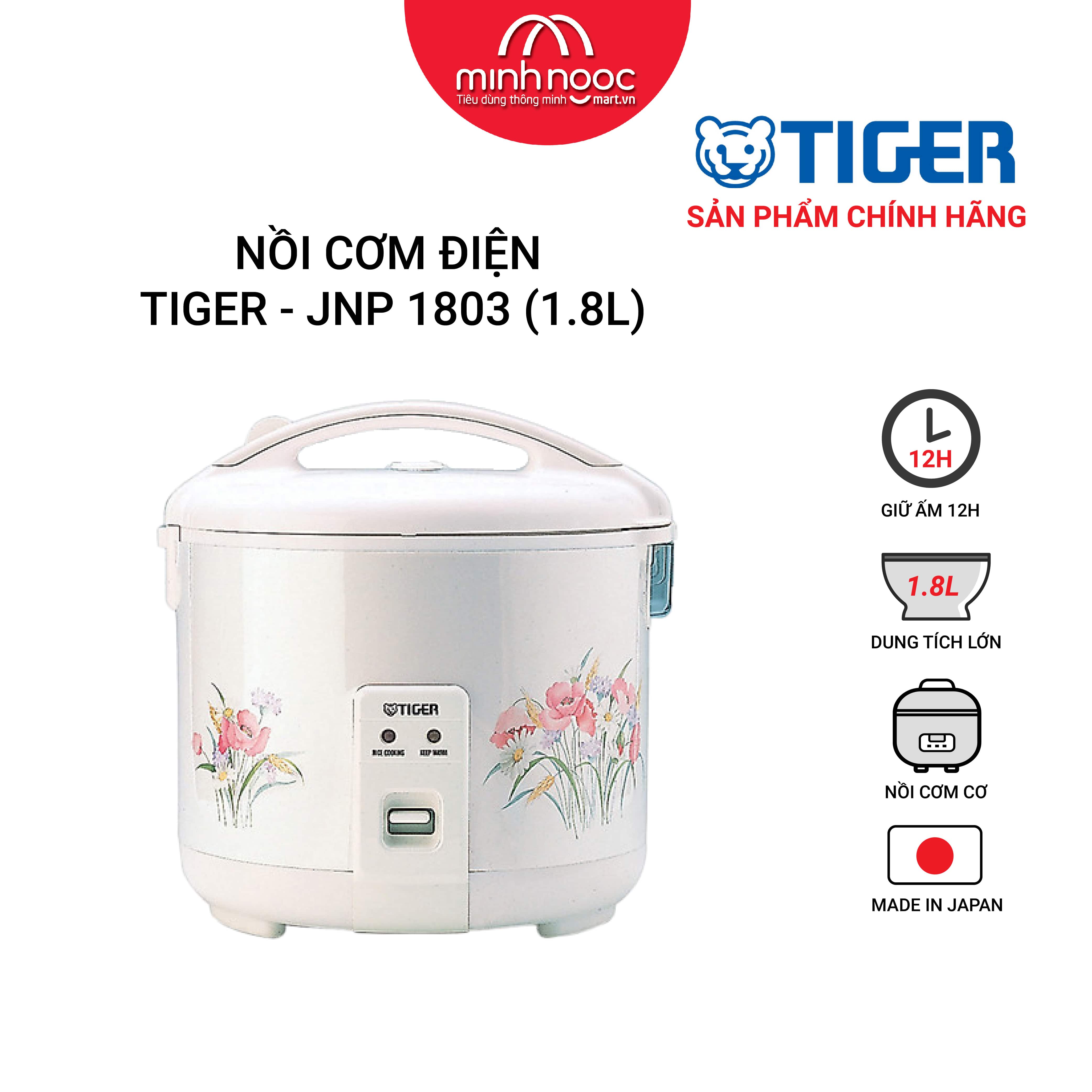 HÀNG CHÍNH HÃNG: Nồi cơm điện Tiger dung tích 1.8l  JNP - 1803 MADE IN JAPAN màu hồng