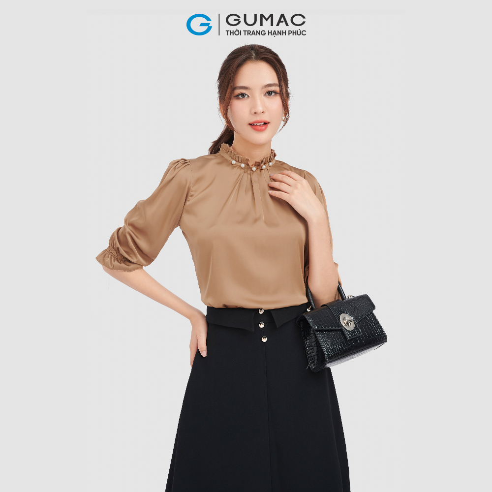 Áo kiểu GUMAC LA0809 áo tay lỡ kết ngọc thời trang