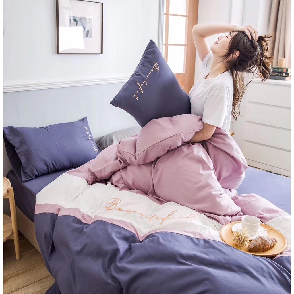 Bộ 5 Món Vỏ Chăn Ga Gối Cotton Tici Xuất Nhật Beauty Phối Màu