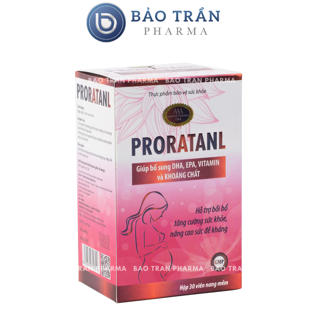 Viên uống Proratanl bổ sung DHA, EPA, Vitamin và khoáng chất hỗ trợ bồi bổ sữc khỏe cho phụ nữ mang thai - Hộp 30 viên