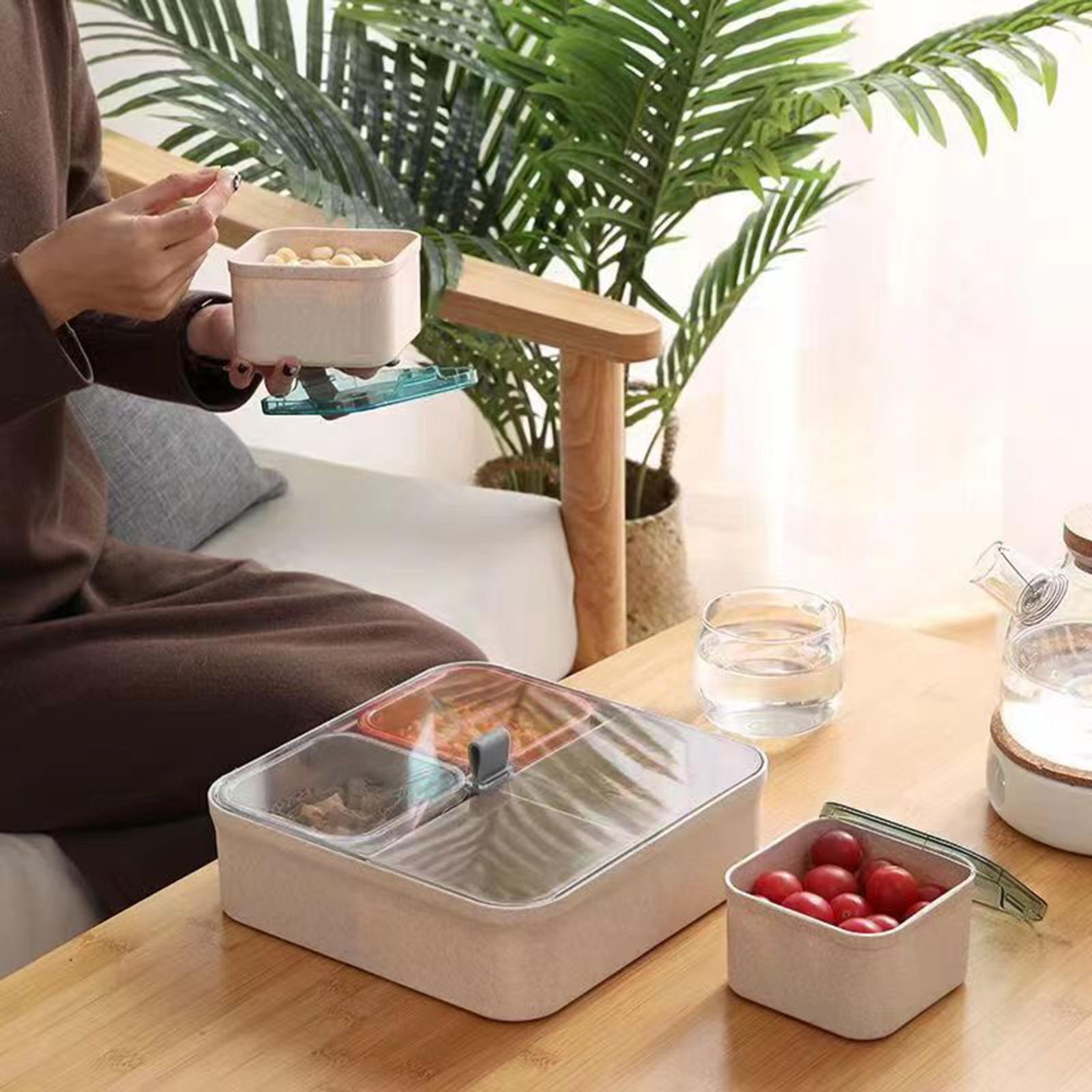 Divided Serving Tray with Lid Food Storage Containers for Nuts Dessert Cakes