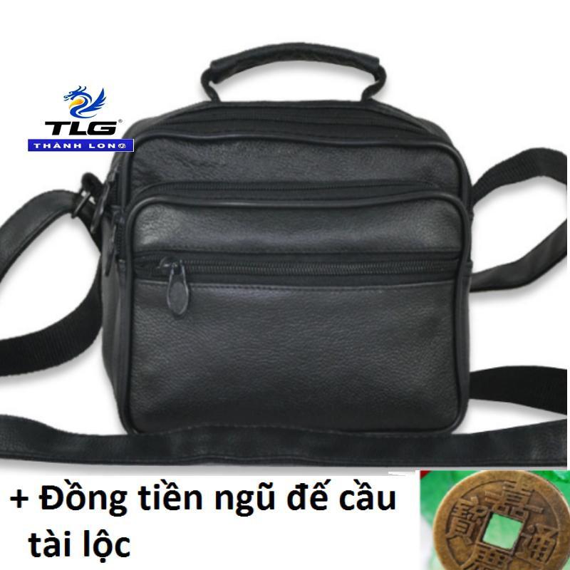 Túi đeo chéo cho nam da thật Thành Long TLG 208250 + xu tiền ngũ đế cầu tài lộc