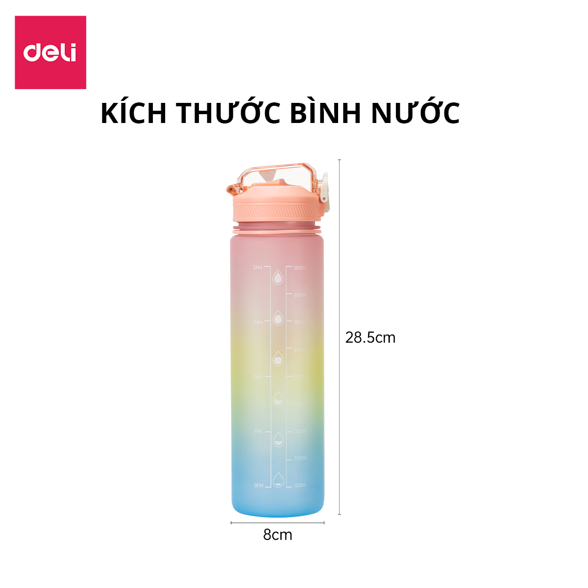 Bình Đựng Nước 1L Bao Bì Dễ Thương Có Vạch Báo Giờ Uống Nước Chia Lượng Nước Deli - Nhựa Cao Cấp An Toàn Đầy Đủ Kiểm Định Chất Lượng Phủ Hợp Bình Nước Thể Thao Cho Bé Tới Trường - VS822 VS823