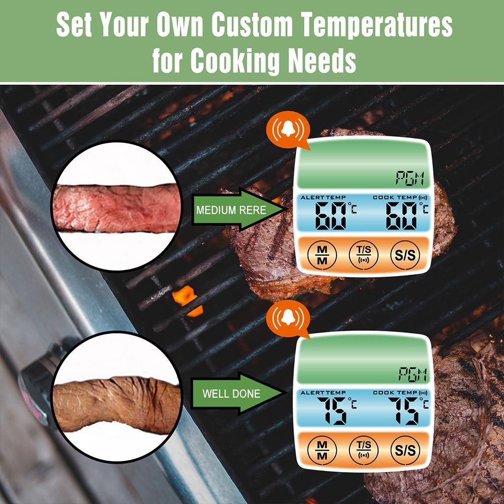 Digital Meat Thermometer Instant Read Timer Function Stainless Steel Probe