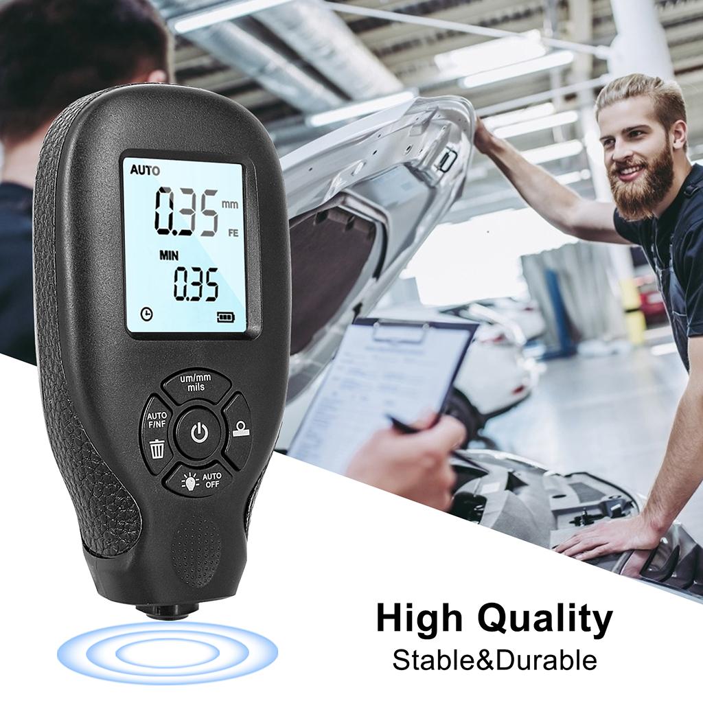 HW-300 Mini Automotive Coating Thickness Gauge Car Digital Paint Meter, Black, Auto Digital Calibration, 110x52x25mm