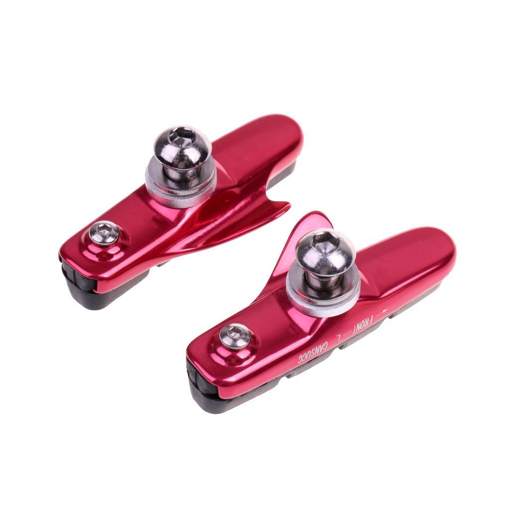 4Pcs Road Bike BRAKE BLOCKS Pads Shoes Fixed Gear  Rubber Holder Red