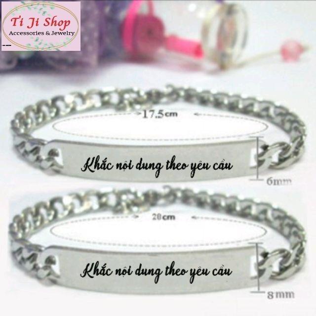 Vòng tay lắc tay cặp đôi  inox khắc tên theo yêu cầu không đen không gỉ sét