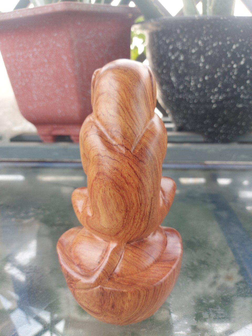 Tượng con Khỉ gỗ hương nguyên khối cao 19 cm