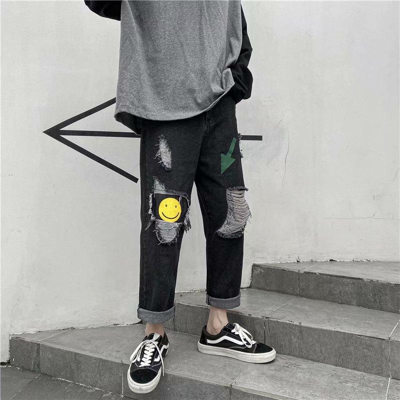 Quần Jean Ống Rộng Phong Cách Hàn Quốc Năng Động Trẻ Trung Dành Cho Nam