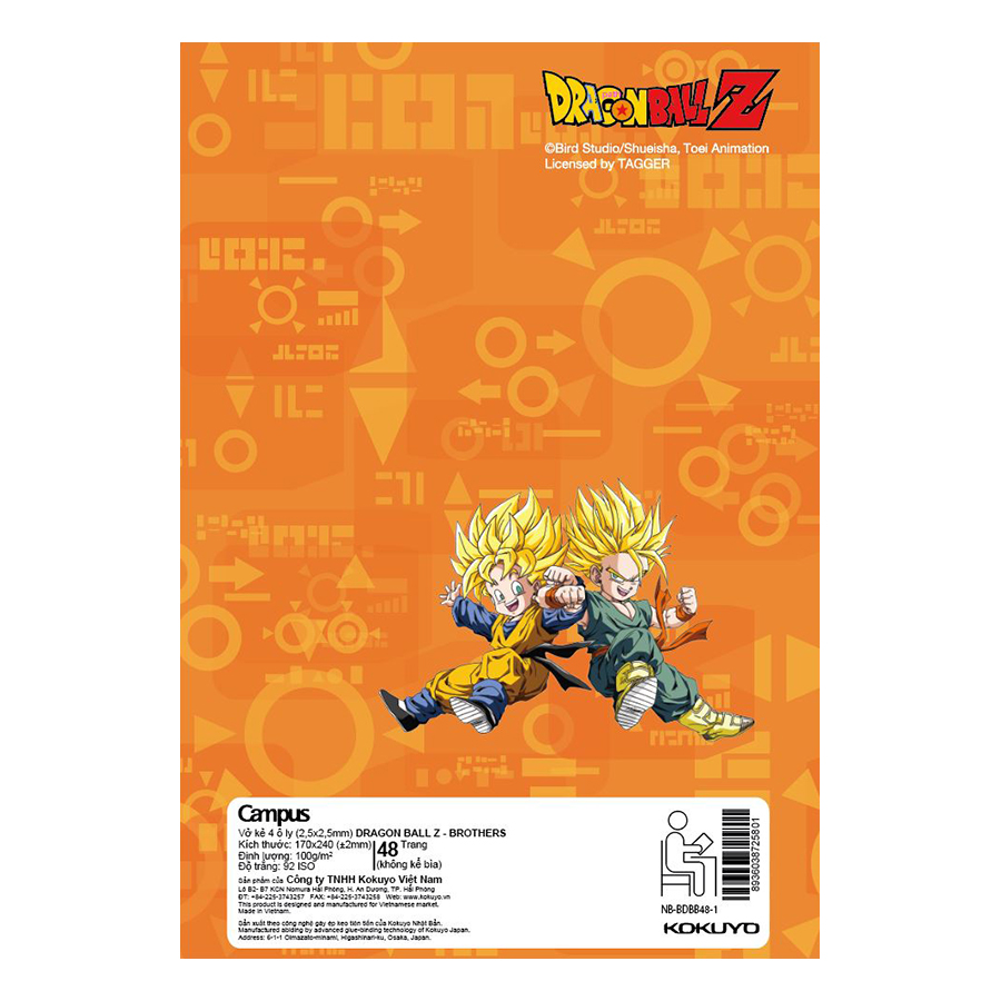 Lốc 10 Cuốn Vở 4 Ô Ly (2,5X2,5Mm) Campus Dragon Ball Z - Brothers NB-BDBB48 - ĐL 100 (48 Trang) - Giao Mẫu Ngẫu Nhiên