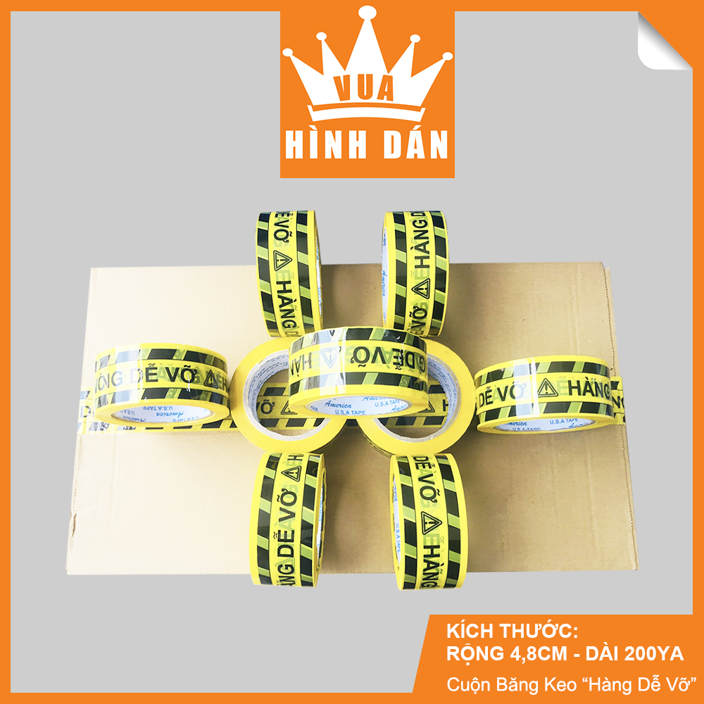 Băng Keo Hàng Dễ Vỡ Vui Lòng Nhẹ Tay - Loại 1 Cây 1.2kg 6 Cuộn 48 Mm * 100 Yard * 50 Mic