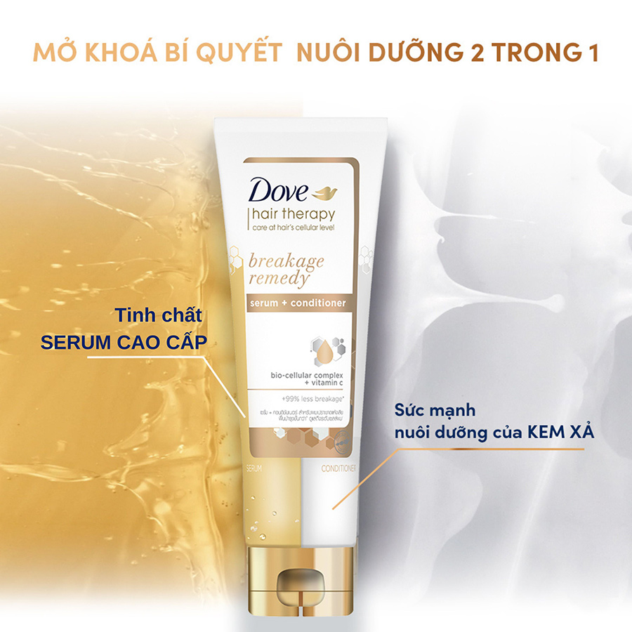 Kem Xả Serum 2 trong 1 Dove Breakage Remedy Phục hồi và Ngăn gãy rụng 230 ml