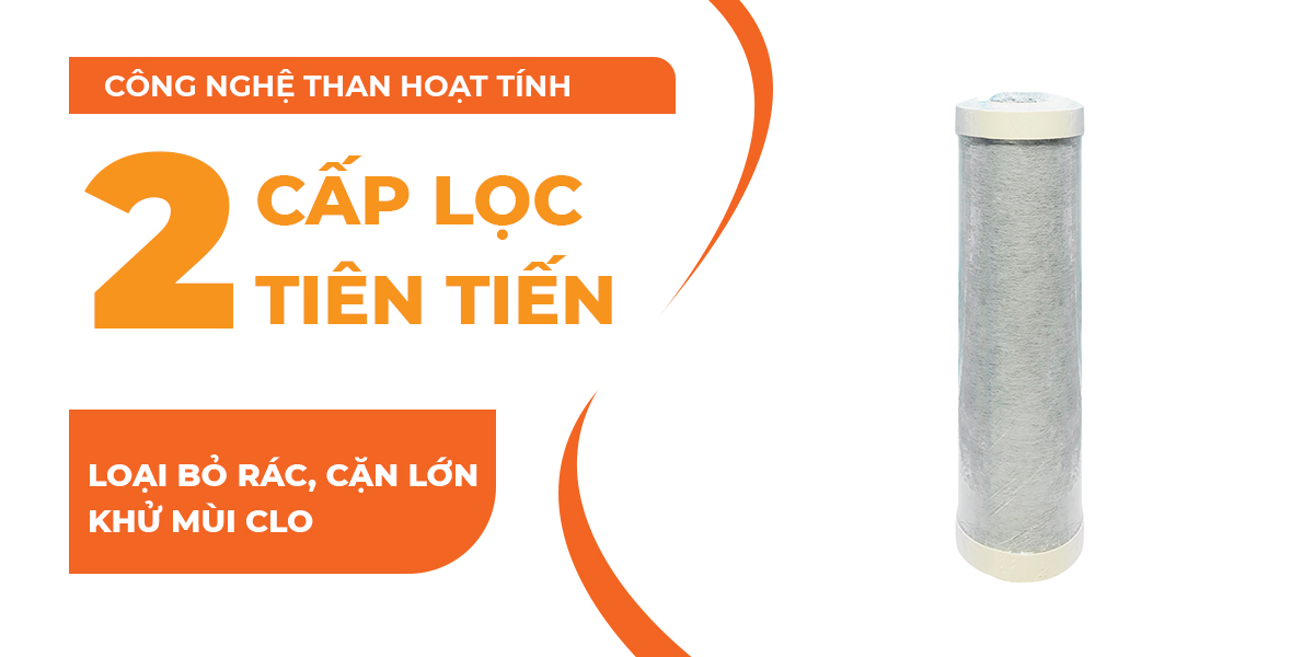 Bộ lõi thay thể cho lọc tổng Kitz MOF508BW 20 inch, 2 cấp lọc, tiền lọc RO, lưu lượng lọc 60 lít trên phút - Hàng nhập khẩu chính hãng