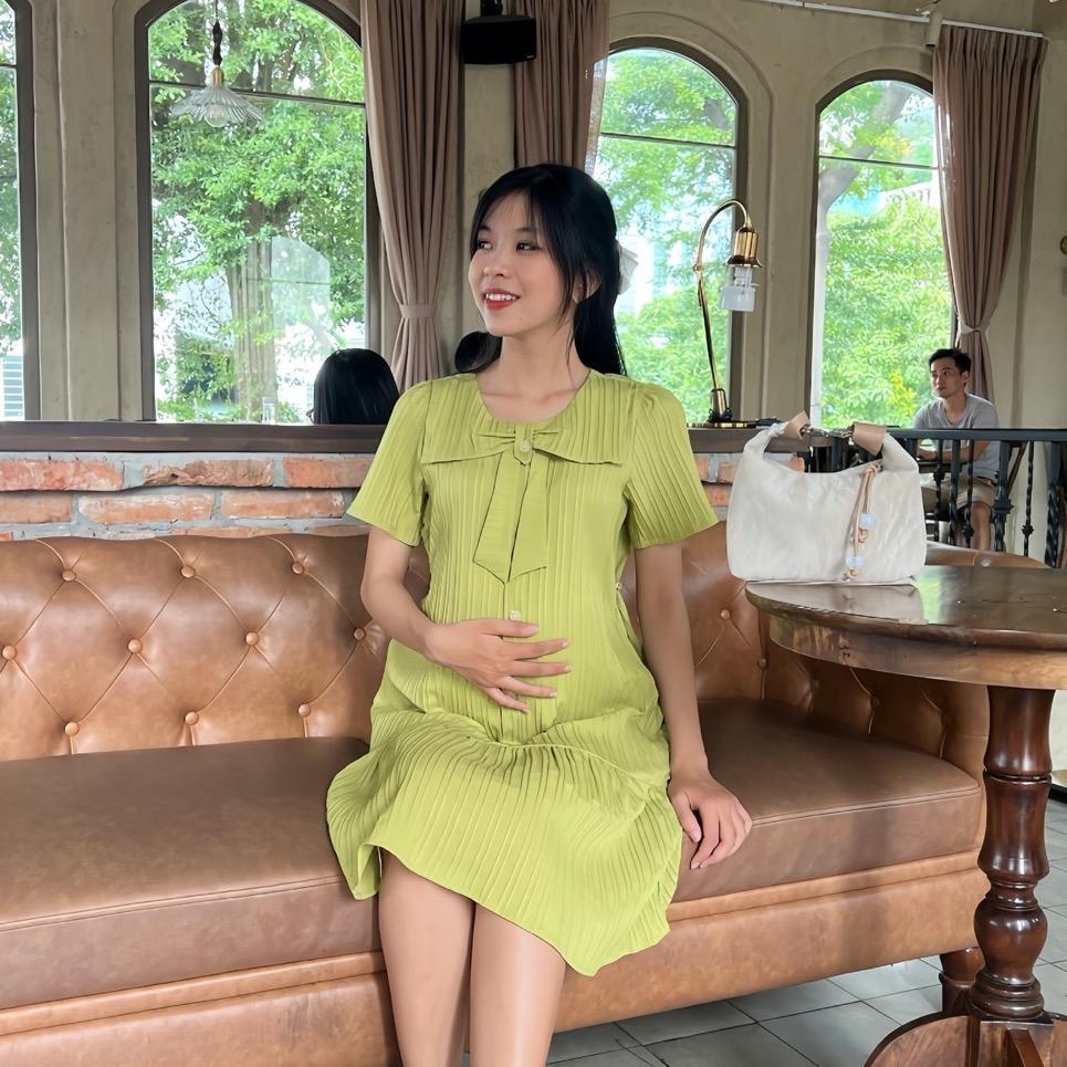 Đầm bầu đũi gân cổ sen thuỷ thủ phom suông đuôi cá bầu diện thoải mái - Da