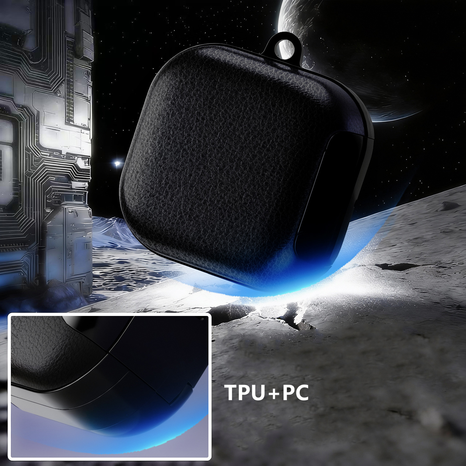 Ốp TPU Vân Da Sần Có Khóa Giá đỡ điện thoại cho Samsung Galaxy Buds 4 / Buds 4 Pro - Hàng Chính Hãng