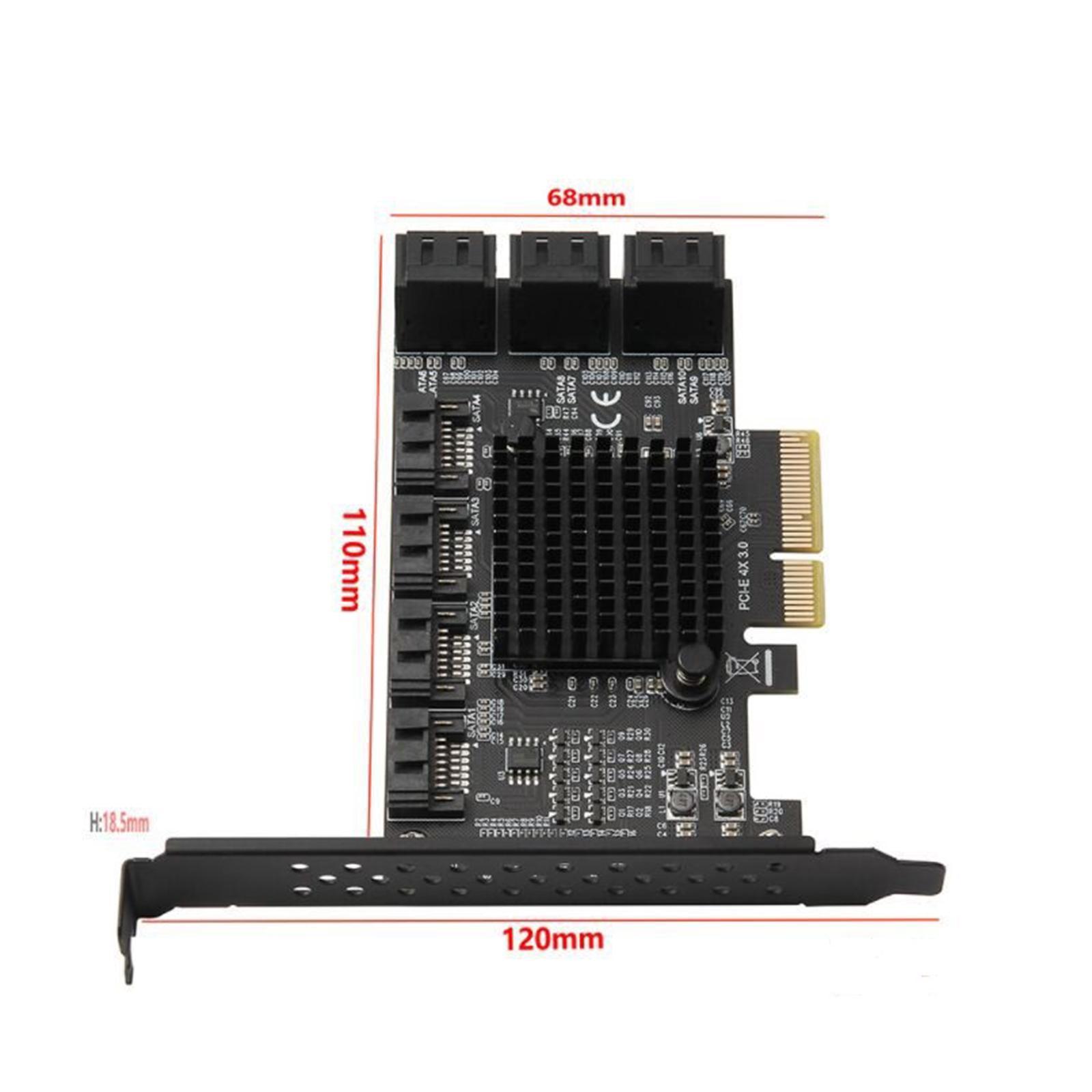 6Gbps PCIE 4X to SATA3.0 Expansion Card Converter for Windows Linux ASM1166