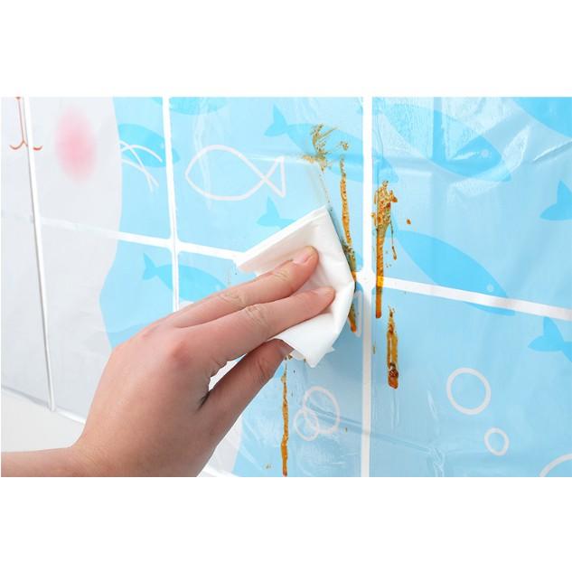 Decal dán bếp tráng nhôm cách nhiệt - mèo trắng Happy Time