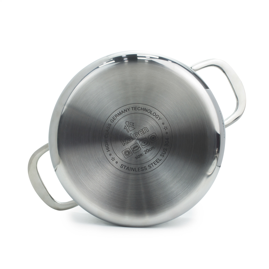 Nồi luộc gà Inox 3 lớp liền khối Kalpen Kazler đường kính 30cm dung tích 14L, đáy từ vung kính, chuẩn Đức - Hàng chính hãng