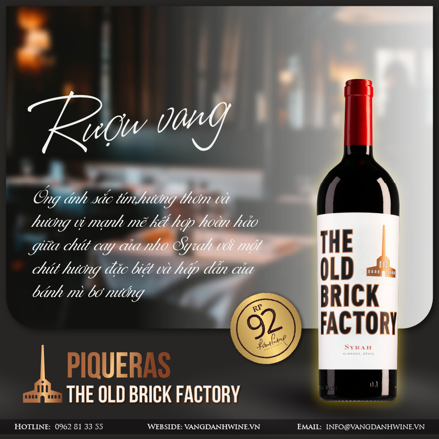 Rượu vang hữu cơ Organic Bodegas Piqueras S.A The Old Brick Factory Syrah (Spain) kèm túi hộp,đồ khui