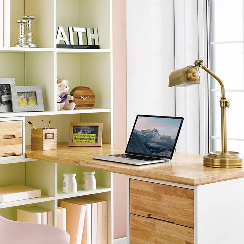 Bộ Bàn Liền Kệ Sách Vivid Gỗ Tự Nhiên Ibie OTDBVIVR - Trắng