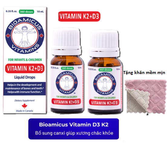  BIOAMICUS BioAmicus Vitamin D3 & K2 MK7 -SX tại Canada- giúp bé tăng hấp thu canxi