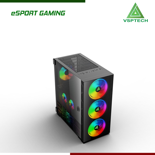 Vỏ máy tính Case VSP FA 401 (ATX, M-ATX, ITX) - Kính cường lực (Tặng 4 FAN RGB) - Hàng chính hãng TECH VISION phân phối