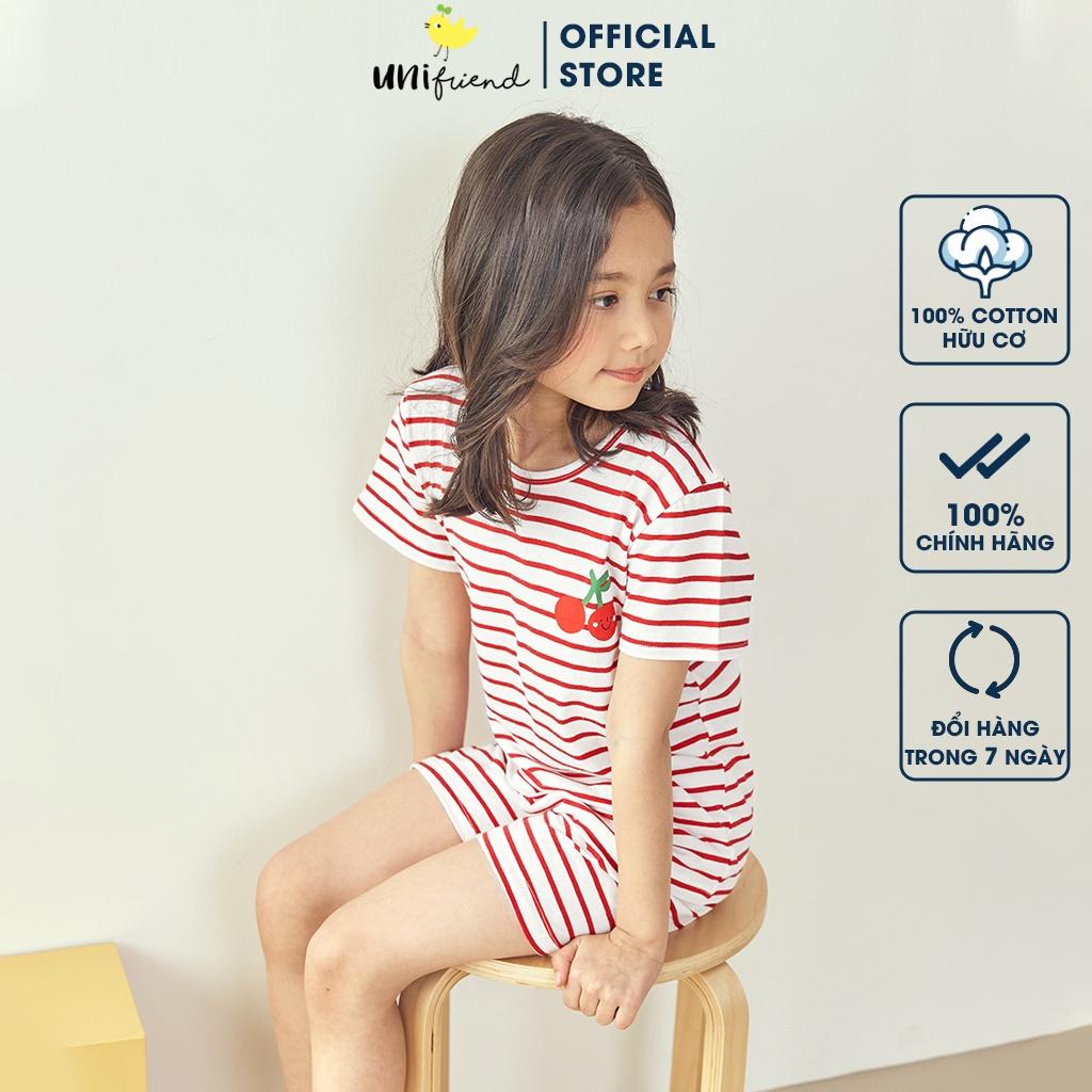 Bộ đồ ngắn tay mặc nhà cotton mịn cho bé gái U3008 - Unifriend Hàn Quốc, Cotton Organic