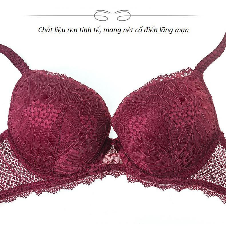 Bộ Đồ Lót Ren Có Gọng Nâng Ngực Đệm Kép S418