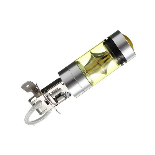 2Pcs Car H3 100W Fog Light Yellow 2323 LED DRL Projector Lamp Bulb 4300K