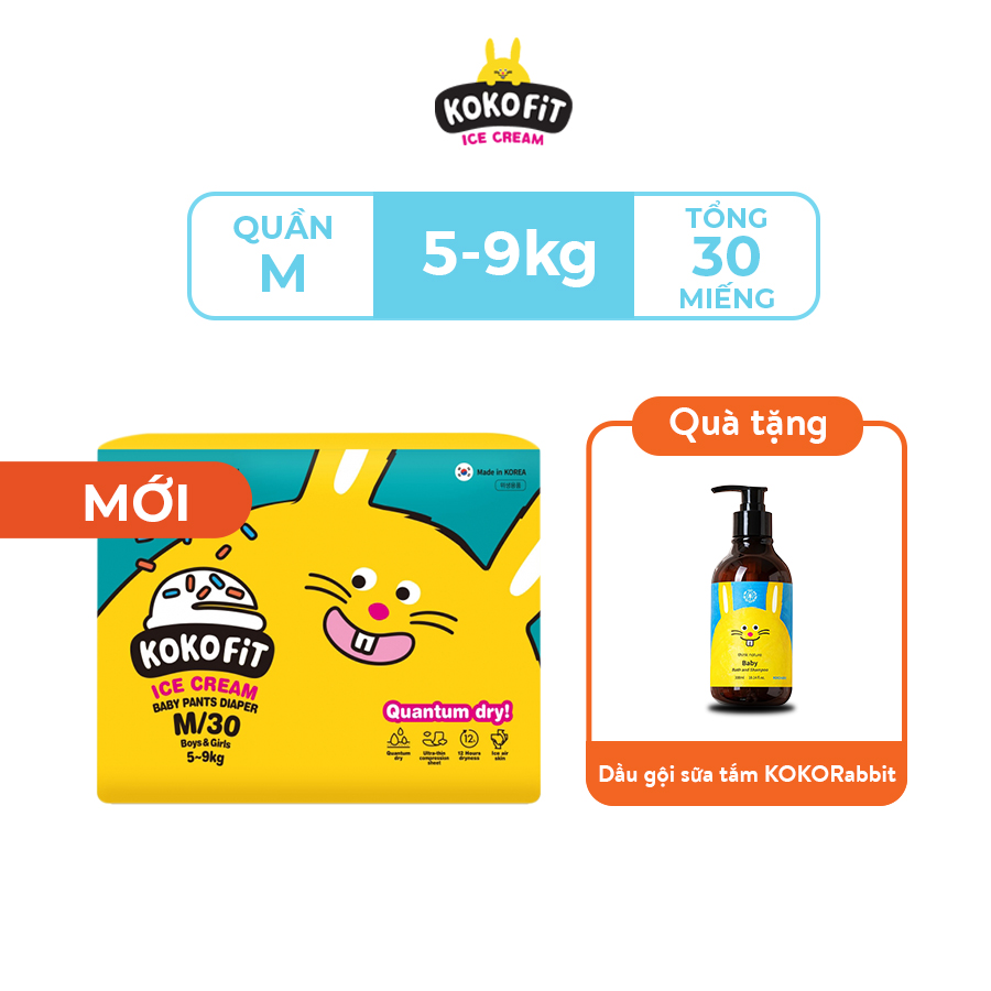Tã Quần KOKOFiT Ice Cream Hàn Quốc Cho Bé Size M30/L26/XL22/Jumbo18