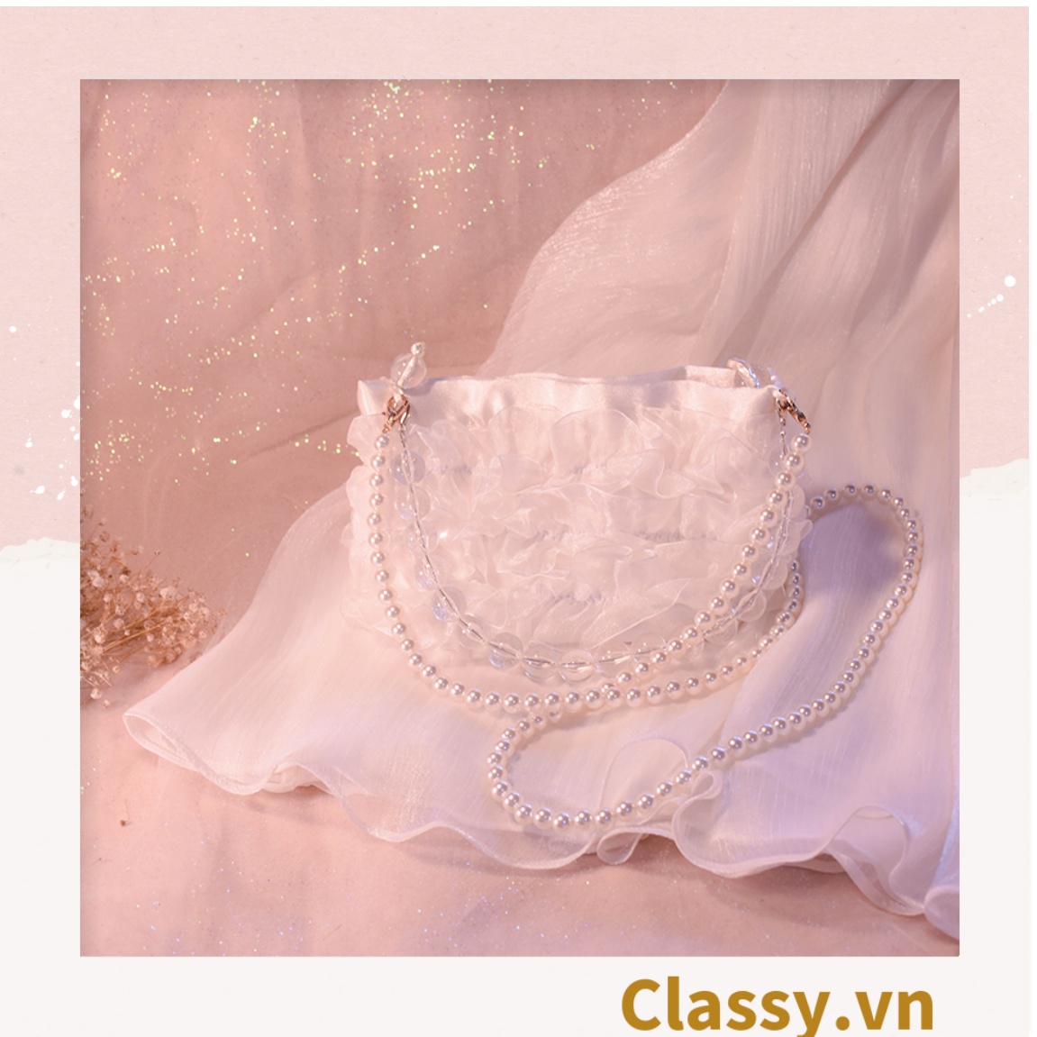 Túi quà tặng Classy, túi giấy quai xách in hình trái tim 28X20X9cm Q1832