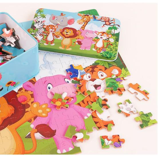 CHỌN MẪU Đồ chơi tranh ghép 200 miếng Puzzle hộp sắt cao cấp cho bé