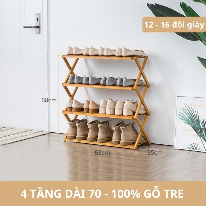 Kệ Để Giày Dép Nhiều Tầng Gỗ Tre, Gấp Xếp Gọn Nhẹ, Không Cần Lắp Ráp - Tomhouse