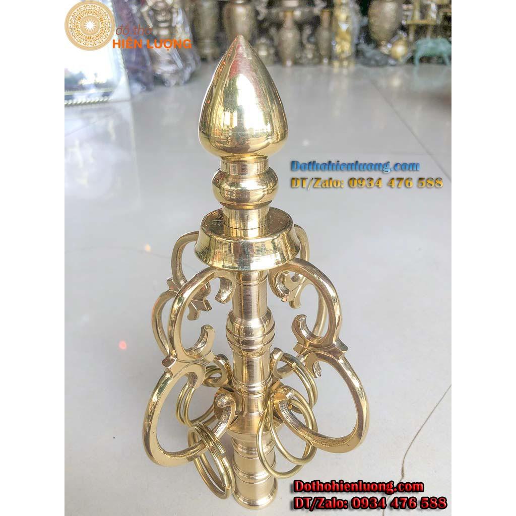 Đầu Tích Trượng Màu Vàng Bằng Đồng Phong Thủy Cao 25cm