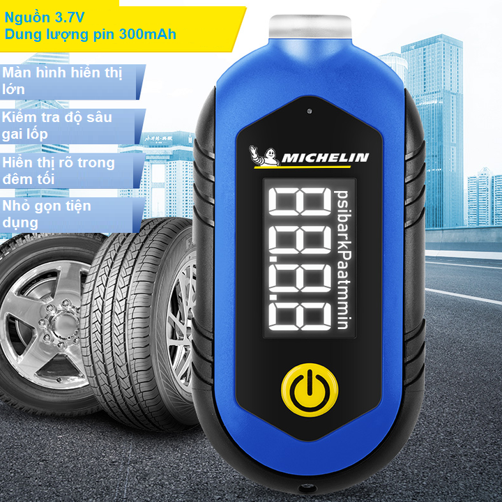 Đồng hồ đo áp suất lốp điện tử Michelin M2209, màn hình LCD 1 inch, đơn vị đo Psi, Kpa, Bar, At - Hàng Chính Hãng