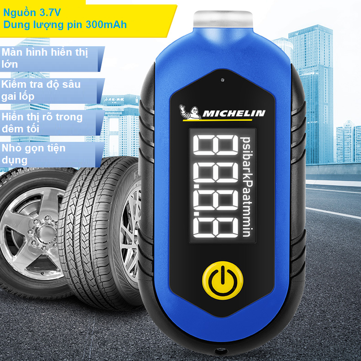 Đồng hồ đo áp suất lốp điện tử Michelin M2209, màn hình LCD 1 inch, đơn vị đo  Psi, Kpa, Bar, At (Kg/cm2) - Hàng Chính Hãng