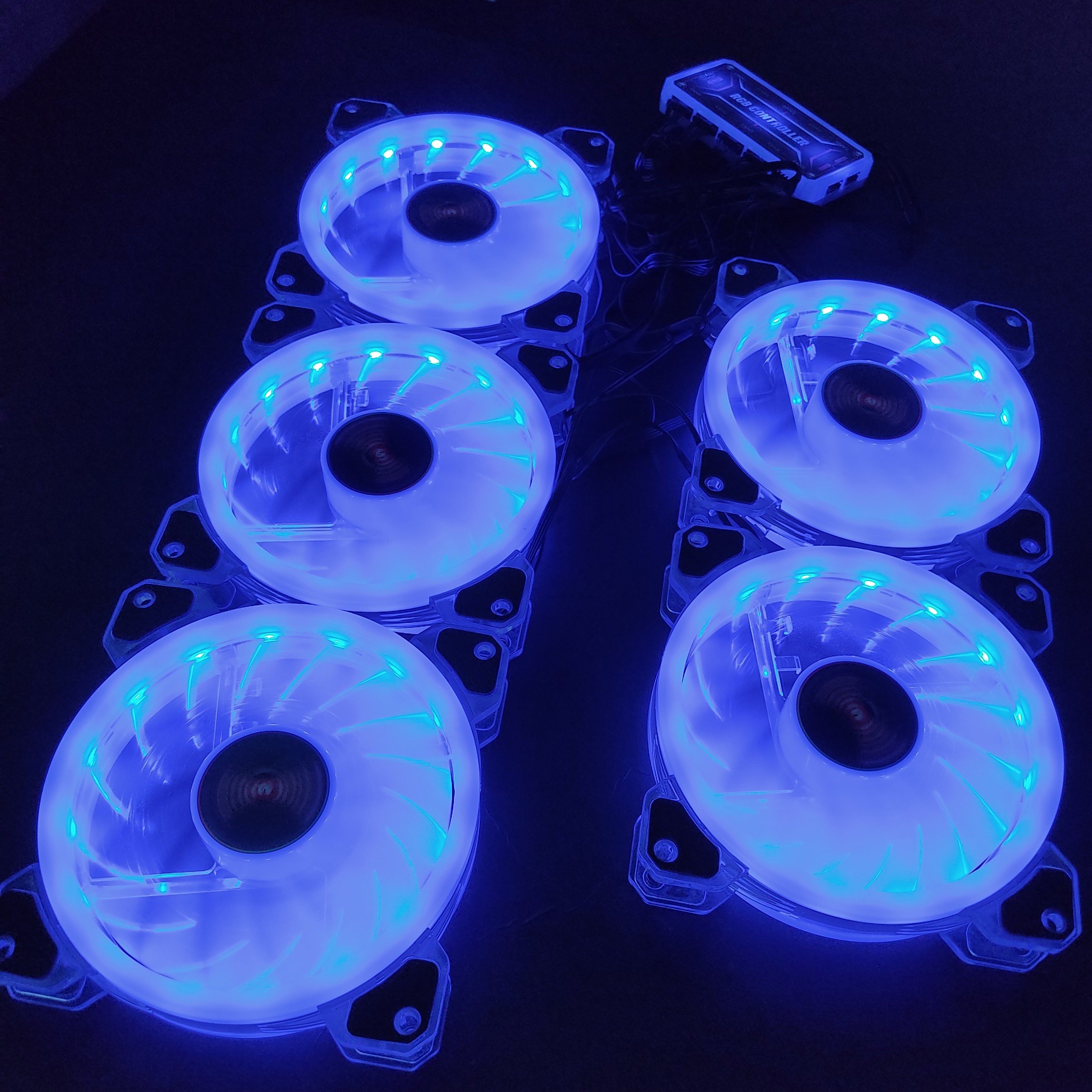 5 Quạt Tản Nhiệt, Fan Case K5 Led RGB Dual Ring, tặng kèm bộ Hub khiển Led RGB