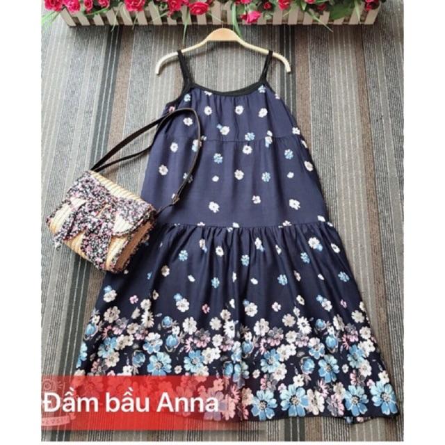 Đầm bầu lanh 2 dây