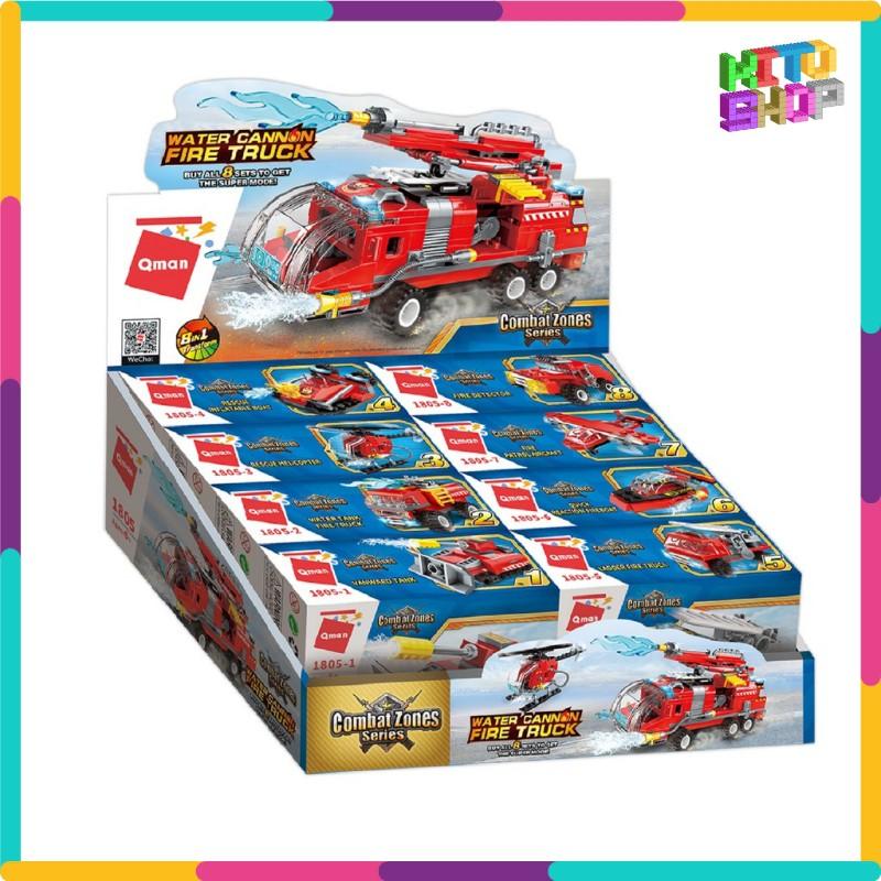 Đồ Chơi Xếp Hình Thông Minh Qman 1805 - Biệt Đội Xe Ô Tô Cứu Hỏa 313 Mảnh Ghép Cho Trẻ Từ 6 Tuổi