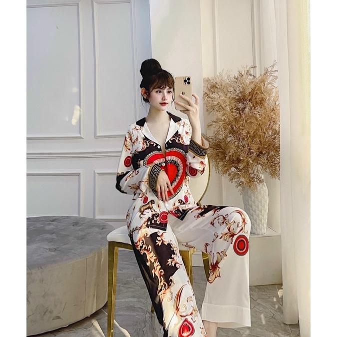 BỘ PIJAMA LỤA DÀI CAO CẤP CLC TRỐNG ĐỎ