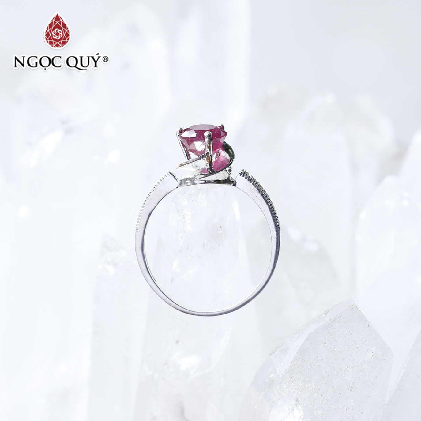 Nhẫn bạc nữ đá Ruby mệnh hỏa, thổ - Ngọc Quý Gemstones