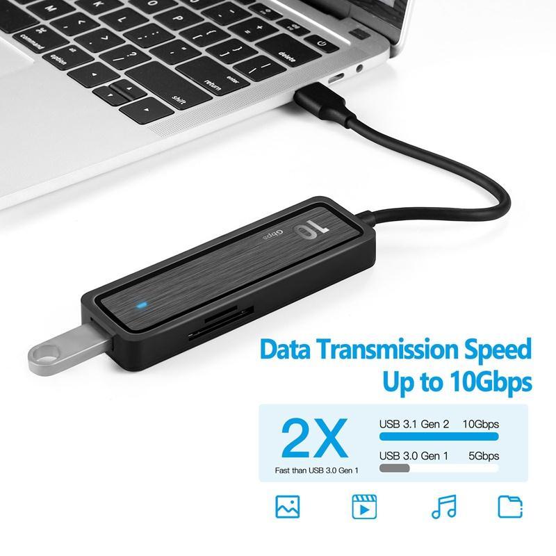 Bộ Chia 10 Gdps 6 Trong 1 USB Type-C Sang 4X USB 3.2 Gen 2 10Gbps Siêu Tốc Độ Cao SD 2.0 TF 2.0
