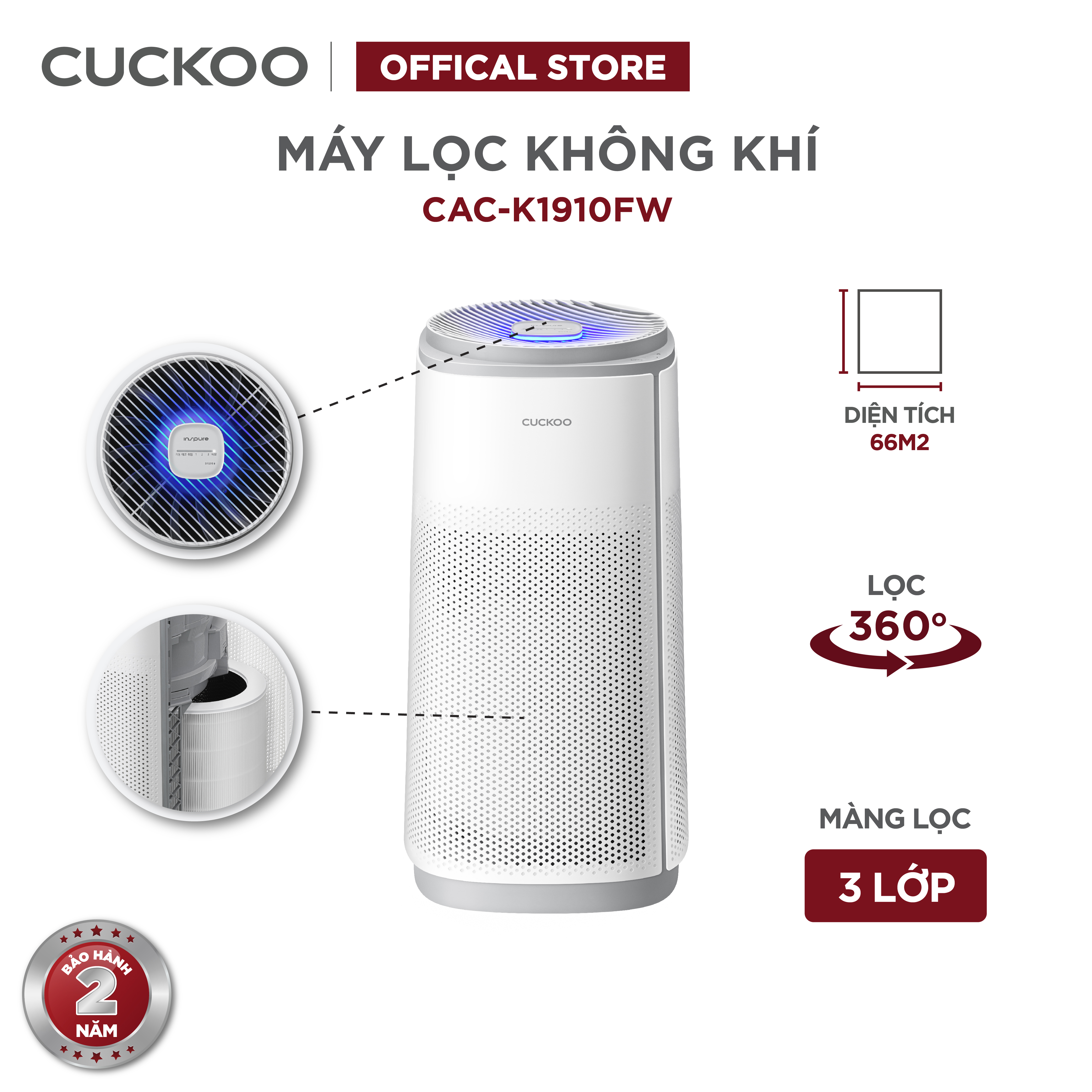 Máy lọc không khí Cuckoo CAC-K1910FW - Hàng chính hãng