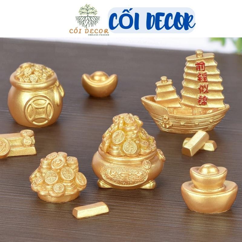 Phụ kiện tiền vàng mini trang trí nhà cửa tết, bàn làm việc