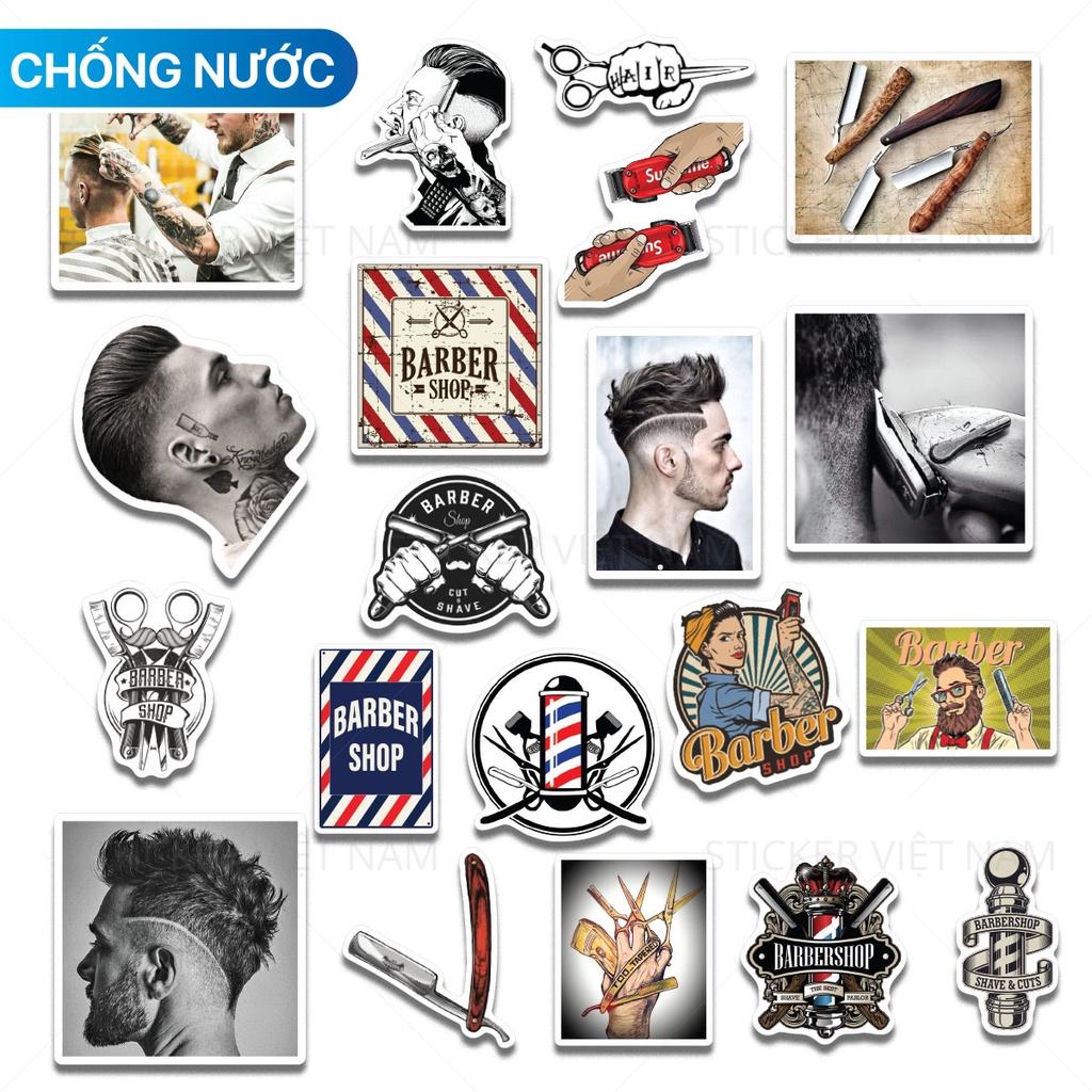 Hình ảnh Sticker BARBER SHOP - dán trang trí tiệm tóc nam, cửa hàng cắt tóc nam - Chất Liệu PVC Cán Màng Chất Lượng Cao Chống Nước, Chống Nắng, Không Bong Tróc Phai Màu