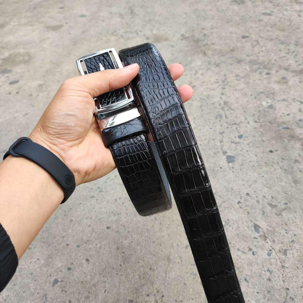 Dây lưng da cá sấu BẢN LỚN phù hợp bụng bia. Da bụng có vân đẹp linh hoạt!