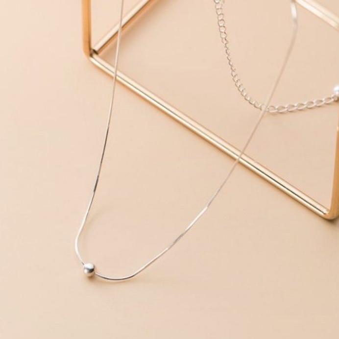Dây chuyền bi bạc phối ngọc YN JEWELRY