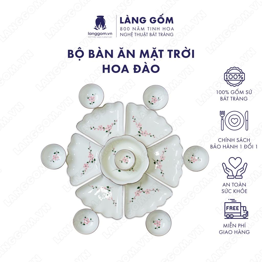 Bộ bàn ăn mặt trời Men kem hoa đào - Size: 55 cm - Gốm sứ Bát Tràng - langgom.vn