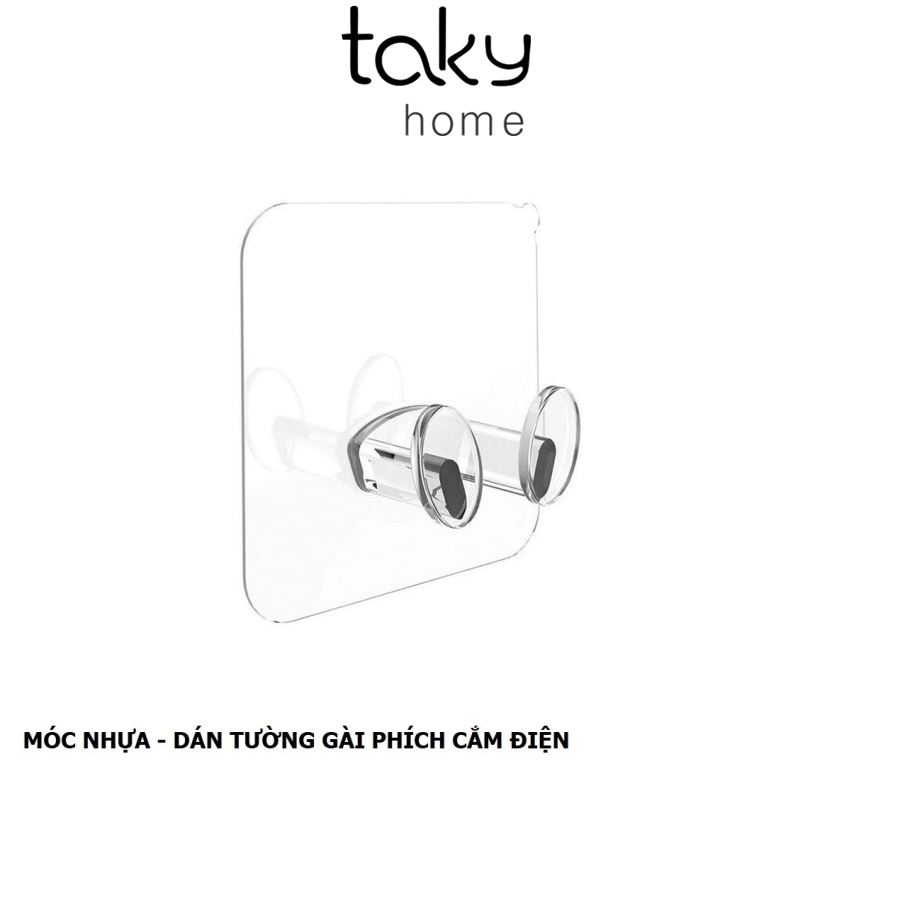 Móc Dán Tường Treo Phích Cắm Điện, Móc Dính Tường Trong Suốt, Móc Gài Các Loại Phích Cắm Điện, TakyHome 4000